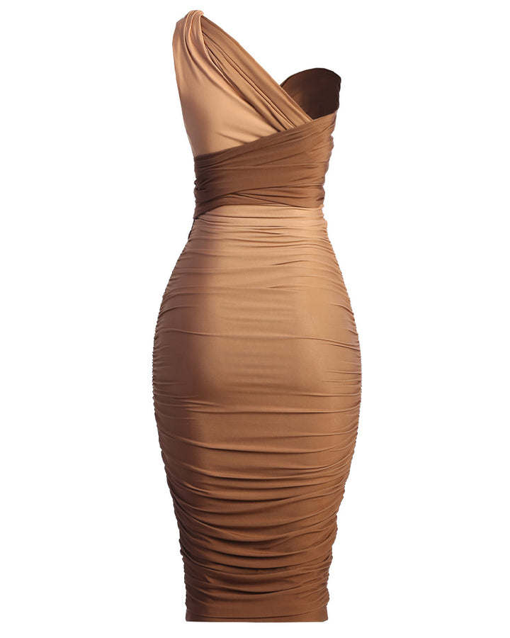 Ombre Sleeveless Tied Detail Ruched Bodycon Dress