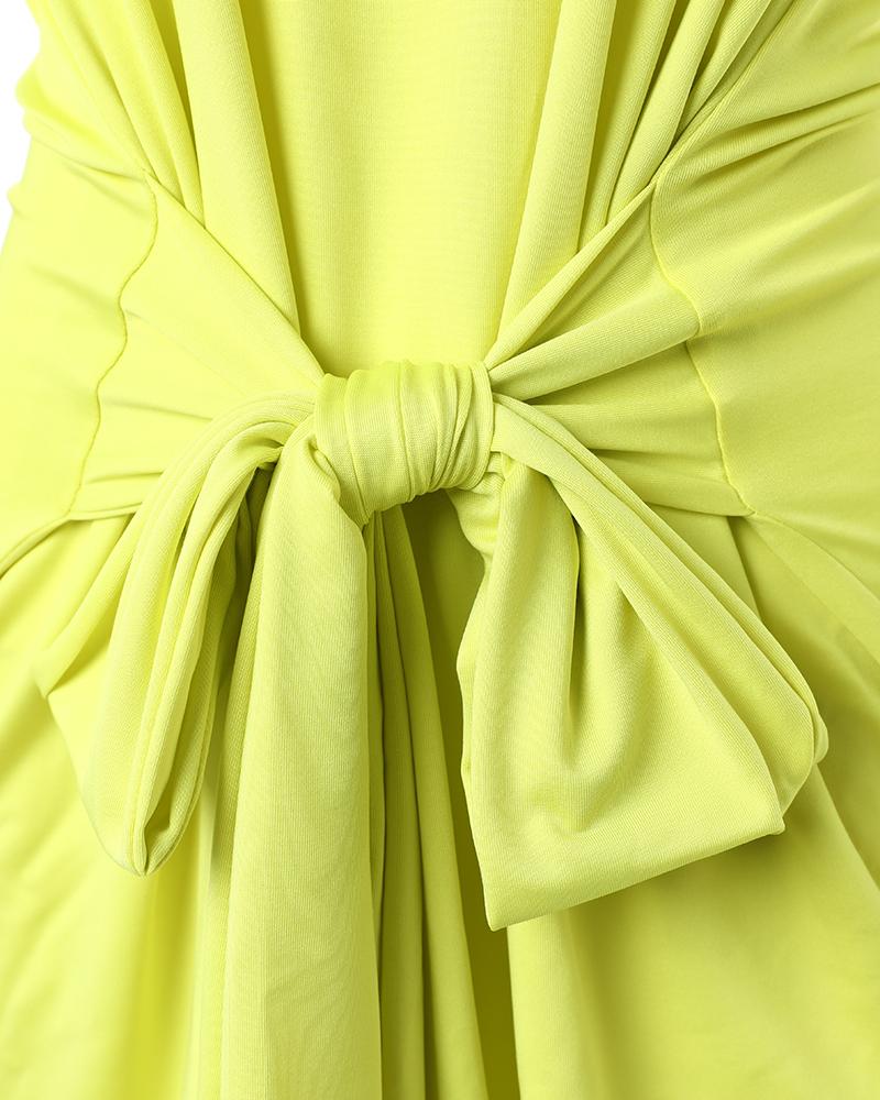 Knotted Short Sleeve Casual Dress