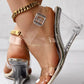 Clear Cross Strap Wedge Sandals