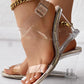 Clear Cross Strap Wedge Sandals