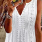 Notch Neck Eyelet Embroidery Sleeveless Casual Dress