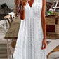 Notch Neck Eyelet Embroidery Sleeveless Casual Dress