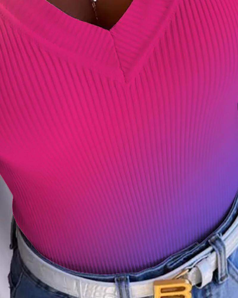 Ombre Ribbed Casual Tank Top