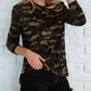 Stylish Camouflage Print Flannel Top