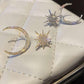 1Pair Rhinestone Moon Star Shaped Earrings