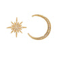 1Pair Rhinestone Moon Star Shaped Earrings