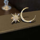 1Pair Rhinestone Moon Star Shaped Earrings