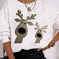 Christmas Cartoon Elk Metallic Long Sleeve Sweatshirt