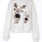 Christmas Cartoon Elk Metallic Long Sleeve Sweatshirt