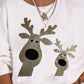 Christmas Cartoon Elk Metallic Long Sleeve Sweatshirt