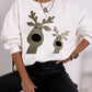 Christmas Cartoon Elk Metallic Long Sleeve Sweatshirt