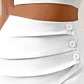 High Waist Side Button Ruched Shorts