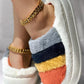 Colorblock Platform Fluffy Winter Thermal Slippers