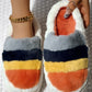 Colorblock Platform Fluffy Winter Thermal Slippers