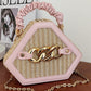 Trendy Chain Decor Top Handle Straw Geometrical Crossbody Bag