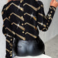 Colorblock Bronzing Chevron Print Buttoned Top
