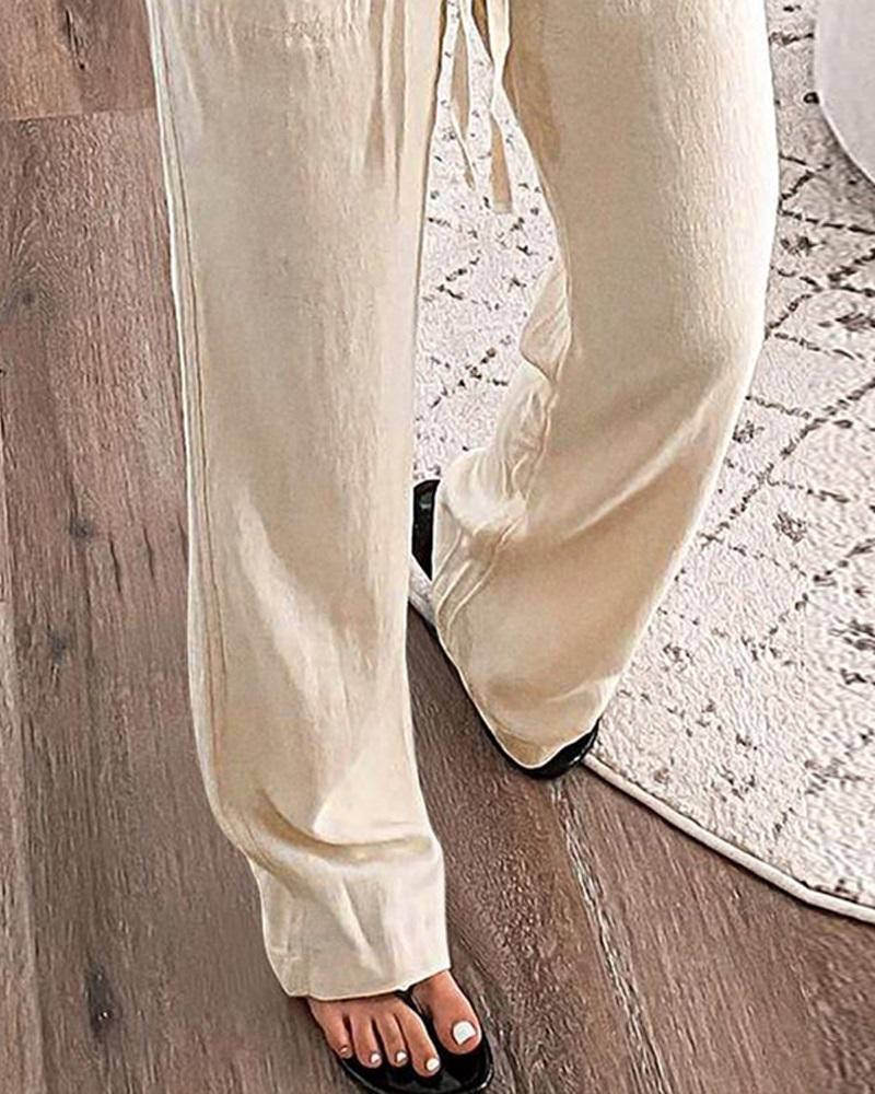 Drawstring Pocket Design Casual Pants