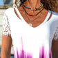 Ombre Print Contrast Lace Short Sleeve T shirt