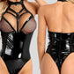 Fishnet O Ring Cutout PU Leather Teddy