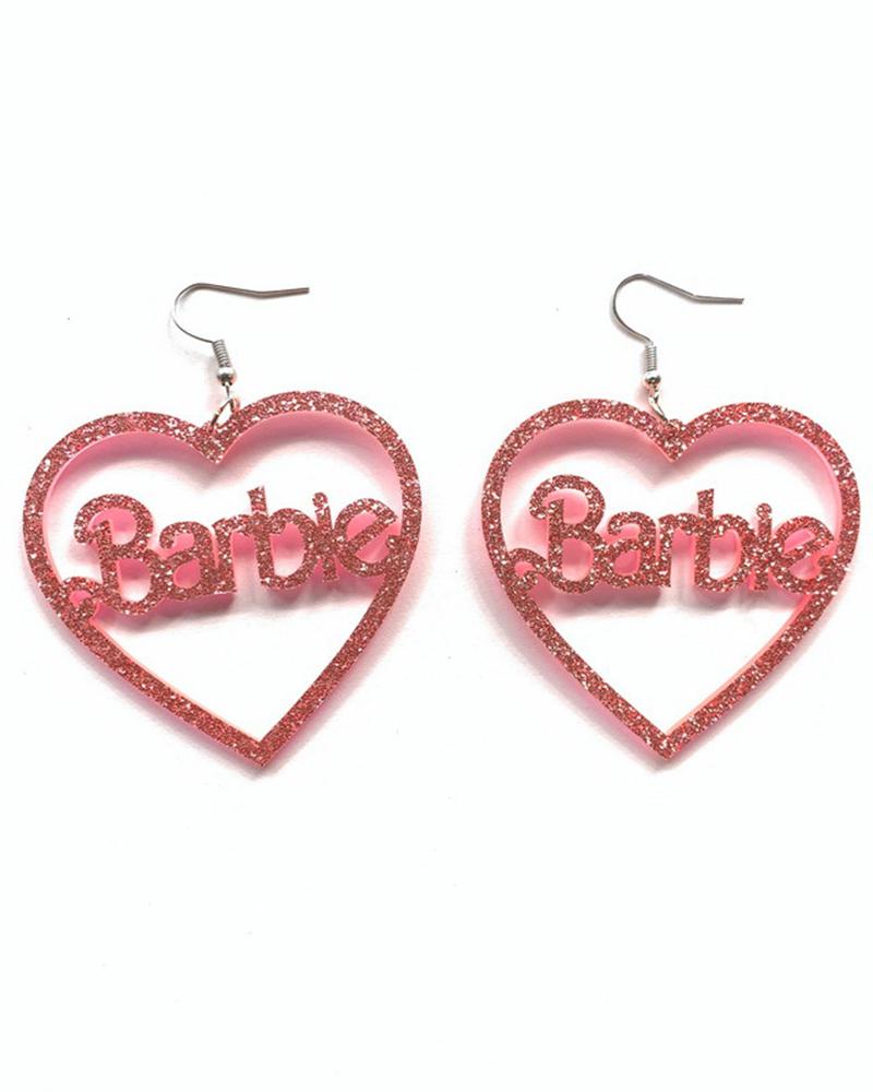 1Pair Valentine's Day Hollow Out Heart Letter Drop Earrings