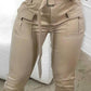 Pocket Design Paperbag Waist Cargo Pants With Belt