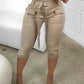 Pocket Design Paperbag Waist Cargo Pants With Belt
