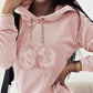 Pom Pom Velvet Hooded Sweatshirt Dress