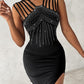 Rhinestone Decor Multi Strap High Slit Dress