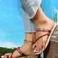 Rhinestone Floral Pattern Toe Ring Beach Flip Flops