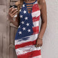 Independence Day Flag Print Ladder Cutout Casual Dress