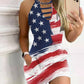 Independence Day Flag Print Ladder Cutout Casual Dress