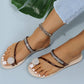 Rhinestone Floral Pattern Toe Ring Beach Flip Flops