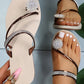 Rhinestone Floral Pattern Toe Ring Beach Flip Flops