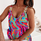 Multi Color Abstract Print Chain Decor Tank Top
