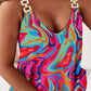 Multi Color Abstract Print Chain Decor Tank Top