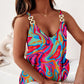Multi Color Abstract Print Chain Decor Tank Top