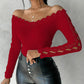 Off Shoulder Hollow Out Lace Top
