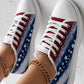 Independence Day Flag Print Raw Hem Canvas Sneakers