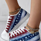 Independence Day Flag Print Raw Hem Canvas Sneakers