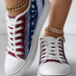 Independence Day Flag Print Raw Hem Canvas Sneakers