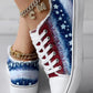 Independence Day Flag Print Raw Hem Canvas Sneakers