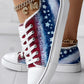 Independence Day Flag Print Raw Hem Canvas Sneakers