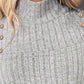 Cold Shoulder Button Decor Ribbed Top