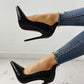 Pointed Toe Zip Detail PU Heels