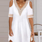 Contrast Lace Cold Shoulder Casual Dress
