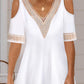 Contrast Lace Cold Shoulder Casual Dress