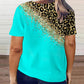 Plus Size Contrast Leopard Print Round Neck T Shirt
