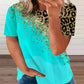 Plus Size Contrast Leopard Print Round Neck T Shirt