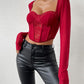 Contrast Lace Hanky Hem Fishbone Corset Top