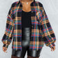 Plaid Print Long Sleeve Button Down Shacket